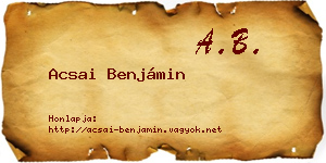 Acsai Benjámin névjegykártya